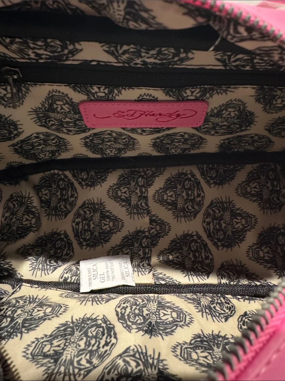 NWT Ed Hardy Pink Harmony Bowling Satchel with adjustable Straps.
